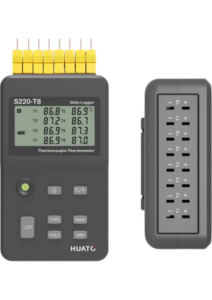 Huato S220-T8 Taşınabilir K Tipi Termokupl Okuyucu | 8 Kanallı