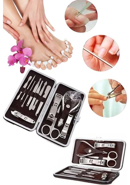 12 Parça Çantalı Manikür Pedikür Seti ve Elektrikli 12V Tırnak Törpü Manikür Pedikür Makinesi Set modelleri