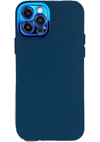 iPhone 12 Pro Mavi Metal Kamera Korumalı Silikon Kılıf modelleri