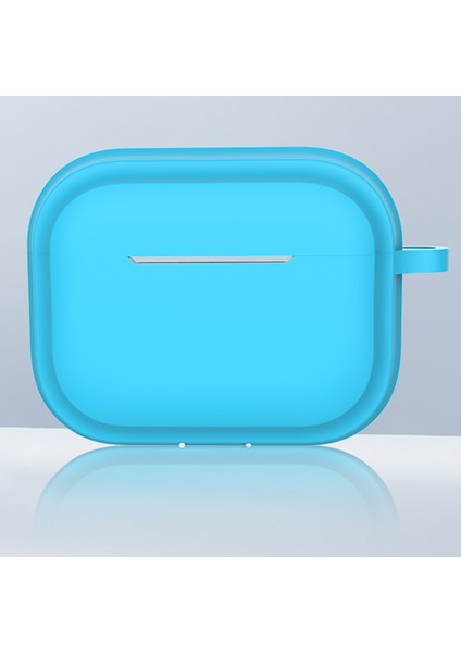 Airpods Pro Için 2 Şerit Silikon Kılıf Şok Emici Koruyucu Kulaklık Kapağı Anahtarlık Ile-Gök Mavisi (Yurt Dışından)