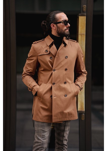 Özel Tasarım Slim Fit Geniş Yaka Trençkot modelleri