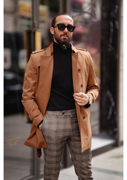 Özel Tasarım Slim Fit Geniş Yaka Trençkot fırsatları