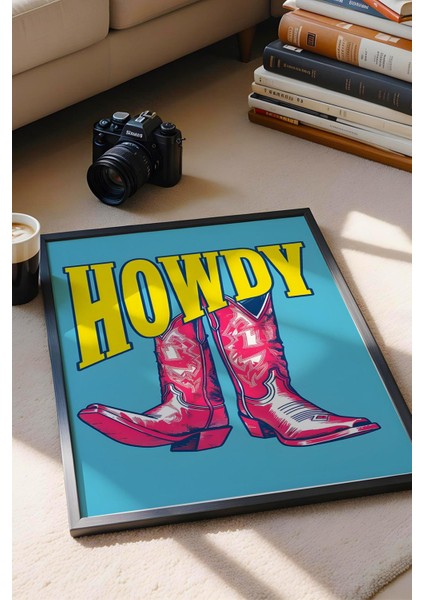 Kovboy Çizmesi Howdy Western Vibe Çerçeveli Tablo - Pop Art Poster Tablo fiyatları