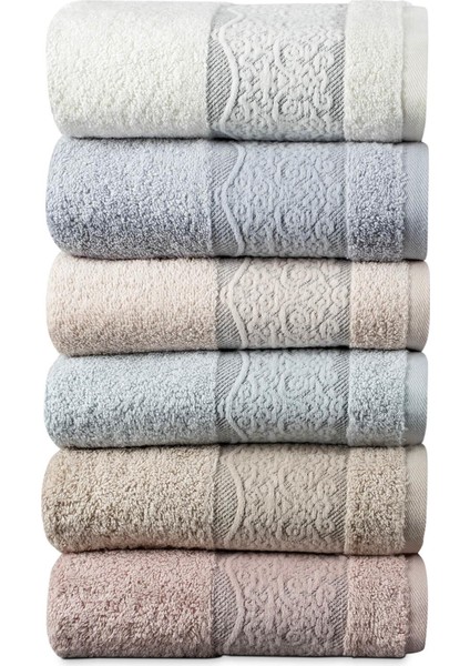 Hilton %100 Pamuk 50*90 6'Lı Yüz Havlusu - Asorti