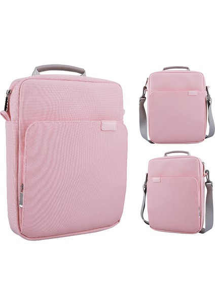 12.9-13.3 Inç Darbeye Dayanıklı Dizüstü Taşıma Çantası Polyester Dizüstü Bilgisayar Çantası Crossbody Çanta-Pembe (Yurt Dışından)