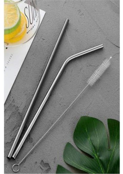 Paslanmaz Çelik Pipet Seti( 2 Adet Çelik Pipet+Pipet Temizleme Fırçası) fiyatları