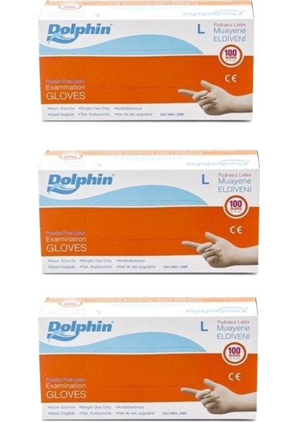 Pudrasız Lateks Muayene Eldiveni 100 Adet X3 Kutu (Medium)