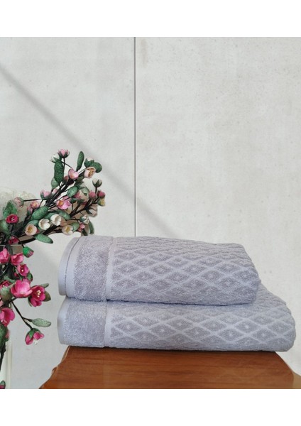 %100 Pamuklu Fulya Banyo Takımı 1 Adet 50X90 cm ve 1 Adet 90X150 cm Boy Havlusu