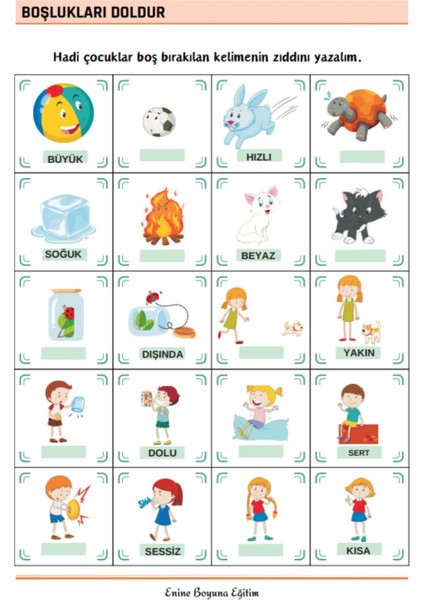 Zıt Kavramlar Eğitim Kitabı (Zıtlıklar) modelleri