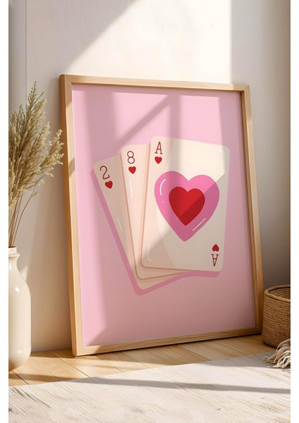 Kupa Iskambil Kartları Çerçeveli Tablo - Pop Art Poster Tablo
