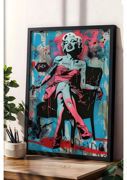 Marilyn Monroe Ikonik Poz Çerçeveli Tablo - Pop Art Pembenin Gücü Poster Tablo