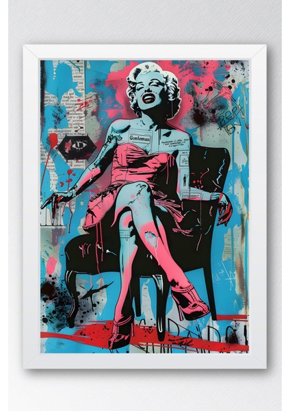 Marilyn Monroe Ikonik Poz Çerçeveli Tablo - Pop Art Pembenin Gücü Poster Tablo modelleri