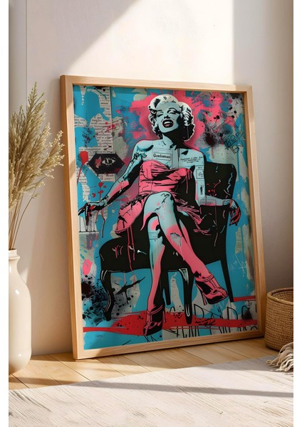 Marilyn Monroe Ikonik Poz Çerçeveli Tablo - Pop Art Pembenin Gücü Poster Tablo indirimleri