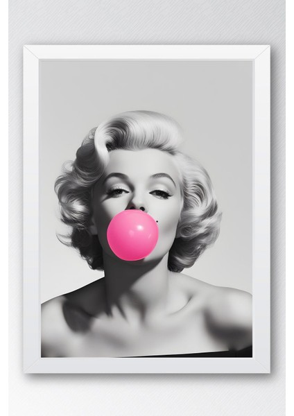 Marilyn Monroe Ikonik Pembe Balon Çerçeveli Tablo - Pop Art Poster Tablo