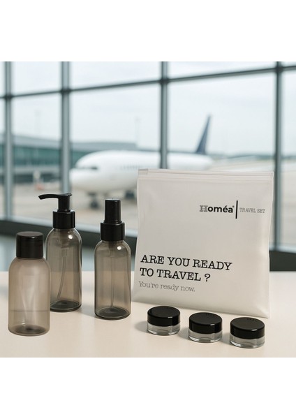 Plastik Seyahat Boy 100ML Füme Şişe ve Kavanoz 4’lü Set – Çantalı Seyahat Kiti