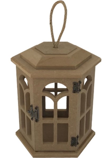 ahşap Boyanabilir Mdf Altıgen Ayaklı Dekoratif Fener, Şamdan , Mumluk 3 Lü Set fırsatları