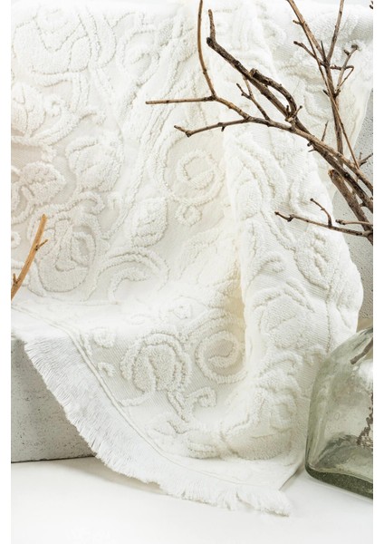 Roja %100 Pamuk 50*90 Tekli Yüz Havlusu - Ekru fiyatları