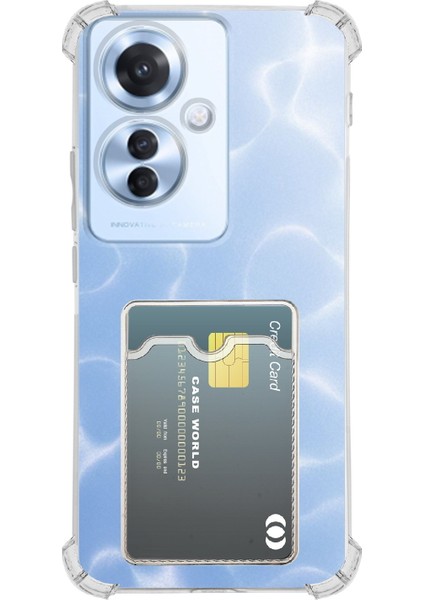 Oppo Reno 11F Kapak ile Uyumlu Kamera Korumalı Kartlıklı Darbe Emici Özellikli Şeffaf Silikon Kılıf