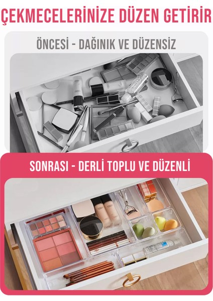 10'lu Çok Amaçlı Çekmece Içi Düzenleyici Set Şeffaf Organizer Makyaj Takı Organizeri fırsatları