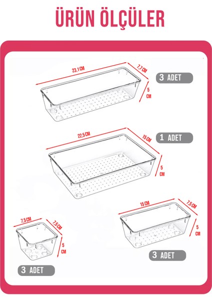 10'lu Çok Amaçlı Çekmece Içi Düzenleyici Set Şeffaf Organizer Makyaj Takı Organizeri indirimleri