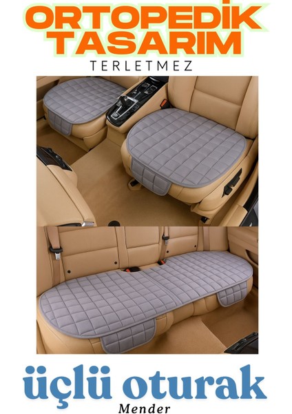 Renault Laguna 1 ve 2 (Sedan) 1994–2006 Uyumlu Gri Kadife Yüzeyli Araba Oturak Minderi – Kaymaz, Ön/arka