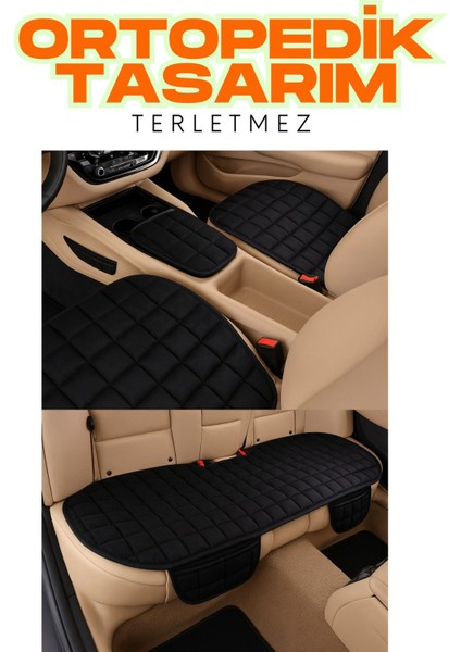 Innocenti Mini 90/120 1974–1982 Uyumlu Siyah Kadife Yüzeyli Araba Oturak Minderi – Kaymaz, Ön/arka