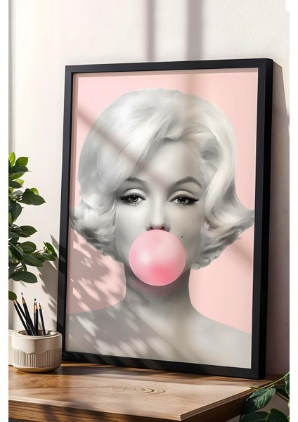 Marilyn Monroe Pembe Sakız Balonu Çerçeveli Tablo - Pop Art Poster Tablo