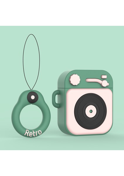 Silikon Kulaklık Kılıfı + Parmak Halkası Kayışı Apple Airpods Için Kablosuz Şarj Kutusu ILE(2019)/AIRPODS ile Şarj KUTUSU(2019)(2016)-KOYU Yeşil (Yurt Dışından)