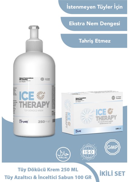 Tüy Dökücü Krem 250 ml & Tüy Azaltıcı - - Beyazlatıcı Etkili Vücut Sabunu 100 gr 2'li Set