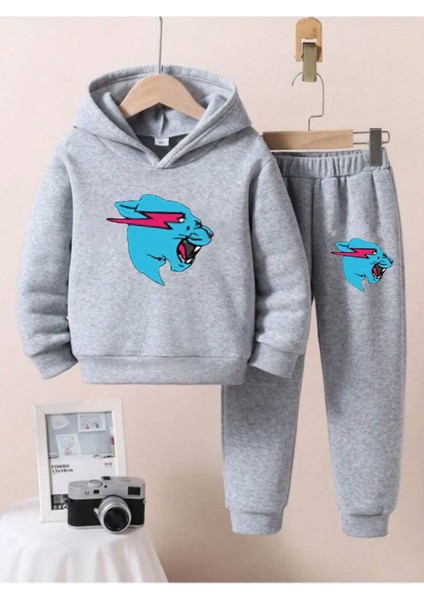 Çocuk Baskılı Gri Eşofman Takımı