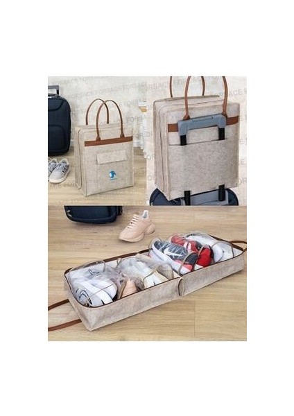 Derili Kulplu Ayakkabı Seyahat Valiz Çantası Pratik Kullanım