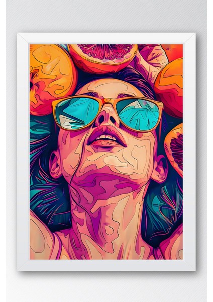 Meyvelerin Içinde Uzanan Kadın Çerçeveli Tablo - Pop Art Poster Tablo