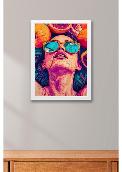 Meyvelerin Içinde Uzanan Kadın Çerçeveli Tablo - Pop Art Poster Tablo fiyatları