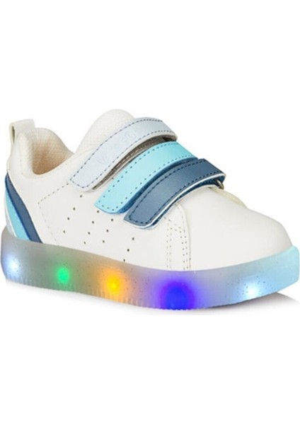 Sun Işıklı Erkek Çocuk Beyaz/Mavi Sneaker