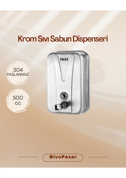 Krom Sıvı Sabun Dispenseri 500 cc