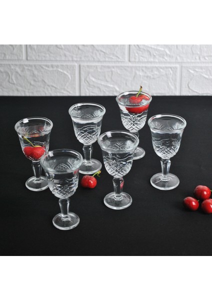 6lı Ayaklı Cam Su Bardağı Kahve Yanı Su Bardak-50 cc