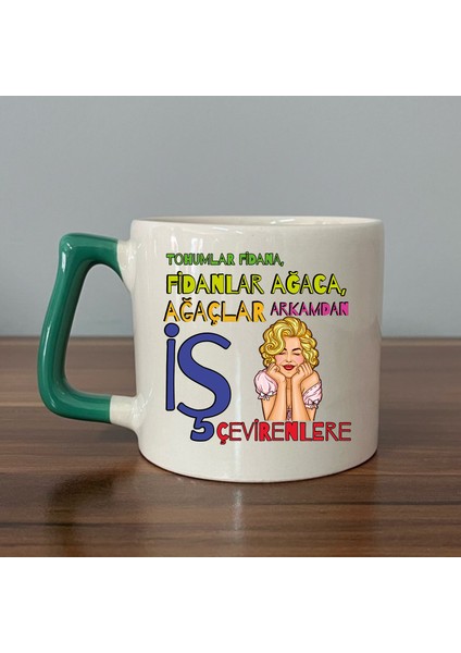 Tohumlar Fidana, Fidanlar Ağaca Baskılı Yeşil Kulplu D Kupa