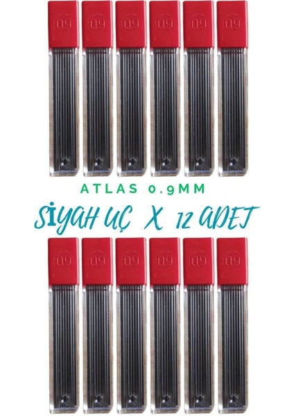 Atlas 0.9 Siyah Kalem Ucu 12LI Set