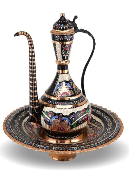 Gül Çiçek Lüx Bakır Ibrik 42 cm