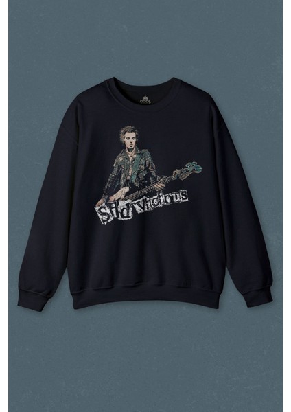 lacivert sweatshirt unisex tshirt sid vicious pistols bass guitar music punk baskili sweatshirt