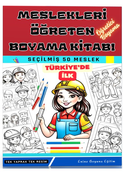 Meslekleri Öğreten Boyama Kitabı (50 Süper Meslek)