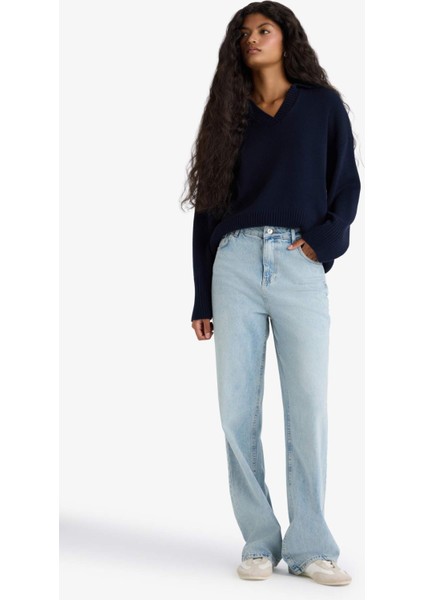 Oversize Geniş Kalıp Polo Yaka Triko Kazak F9126AX25WN fiyatları