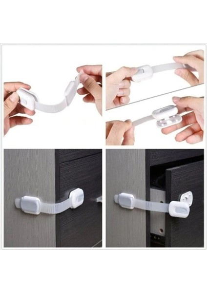 2 Adet Iz Bırakmaz Yapışkanlı Ayarlanabilir Boyut Dolap ve Kapı Kilidi Bebek Güvenlik fiyatları