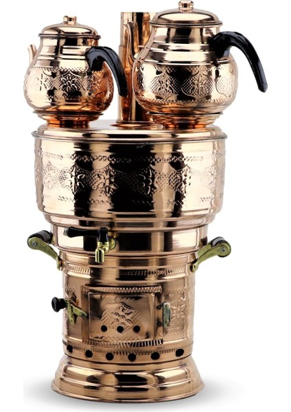 10 Lt Çift Demlikli Bakır Semaver