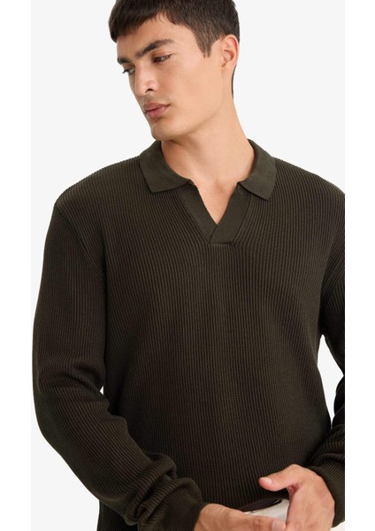 Standart Fit Polo Yaka Triko Kazak E6752AX25WN fırsatları