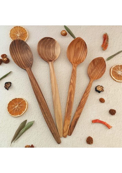 Ahşap Tahta Servis, Sunum Kaşığı - El Yapımı Ceviz, Zeytin Ağacı - 24 cm ve 30 cm