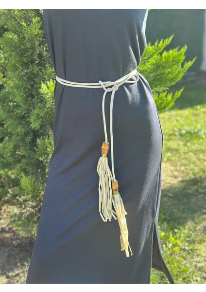 Bambu Uçluderi Püsküllü Kadın Hippi Dolama Kemer 240 cm