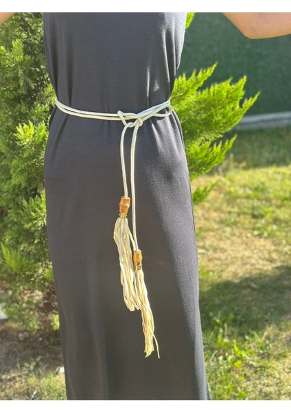 Bambu Uçluderi Püsküllü Kadın Hippi Dolama Kemer 240 cm indirimleri