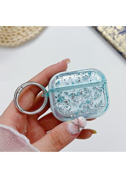 Apple Airpods 3 Için Darbeye Dayanıklı Epoksi Pc Kasa Anti-Drop Bluetooth Kulaklık Kapağı Halka Tokalı-Bebek Mavisi (Yurt Dışından)