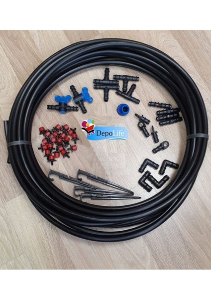 Bahçe Bitki Fidan Sulama Damlalama Seti 45 Parçalı Hortum Boru Nozul ve Boru Bağlantı Aparatları indirimleri